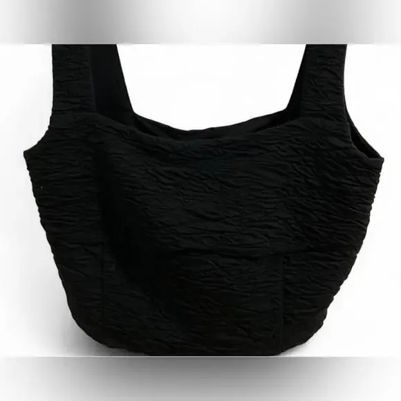 NWT GOOD AMERICAN SZ M Black Textured Square Neck Crop Top Goth Festival $129 - Picture 12 of 12